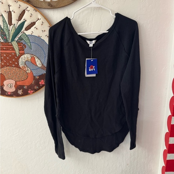JoyLab Tops - Joylab Black Waffle High Low Long Sleeve NWT Small